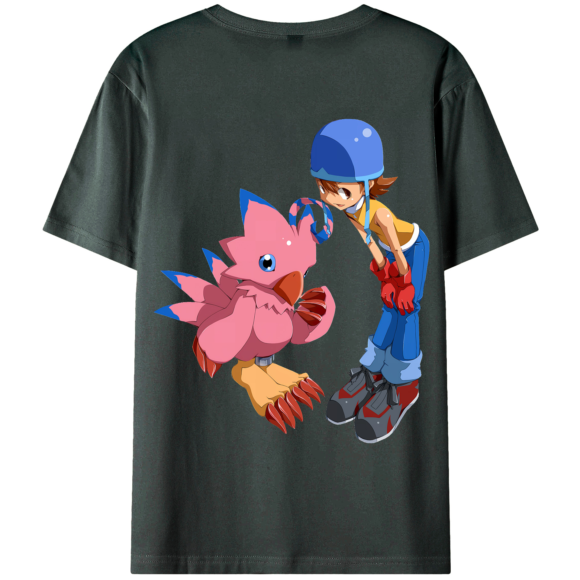 （画像用） Digimon デジタルモンスター/デジモン 綿100％ メンズ半袖Tシャツ（バックプリント） 通気性